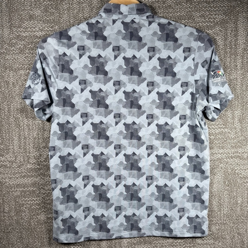 Adidas Go-To Mens Golf Polo XL Blue Digital Camo Performance Stretch Lightweight - Picture 3 of 9